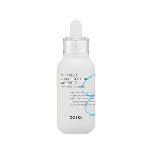 COSRX Hydrium Centella Aqua Soothing Ampoule inneholder Vitamin B5 (panthenol), centella asiatica og madecassoside som gir intens fukt og næring, virker beroligende og lindrende.